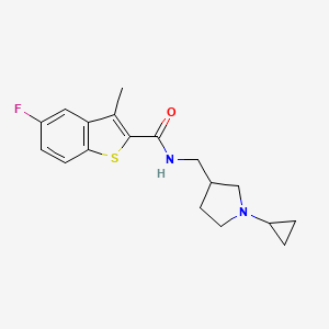 molecular formula C18H21FN2OS B7571824 N-[(1-cyclopropylpyrrolidin-3-yl)methyl]-5-fluoro-3-methyl-1-benzothiophene-2-carboxamide 