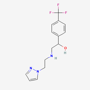 molecular formula C14H16F3N3O B7571849 2-(2-Pyrazol-1-ylethylamino)-1-[4-(trifluoromethyl)phenyl]ethanol 