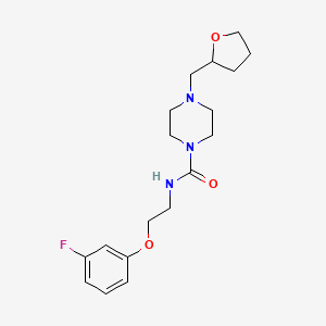 molecular formula C18H26FN3O3 B7571855 N-[2-(3-fluorophenoxy)ethyl]-4-(oxolan-2-ylmethyl)piperazine-1-carboxamide 
