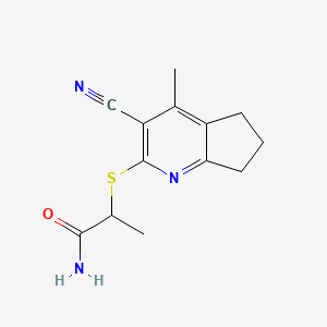 molecular formula C13H15N3OS B7571856 2-[(3-cyano-4-methyl-6,7-dihydro-5H-cyclopenta[b]pyridin-2-yl)sulfanyl]propanamide 