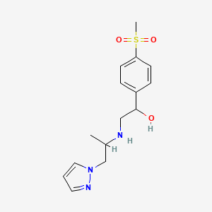 molecular formula C15H21N3O3S B7571874 1-(4-Methylsulfonylphenyl)-2-(1-pyrazol-1-ylpropan-2-ylamino)ethanol 