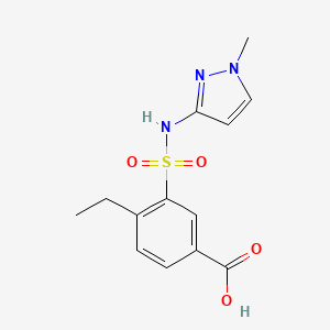 molecular formula C13H15N3O4S B7571876 4-Ethyl-3-[(1-methylpyrazol-3-yl)sulfamoyl]benzoic acid 