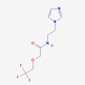 molecular formula C9H12F3N3O2 B7571898 N-(2-imidazol-1-ylethyl)-2-(2,2,2-trifluoroethoxy)acetamide 