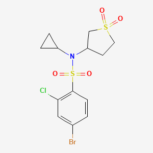 molecular formula C13H15BrClNO4S2 B7571899 4-bromo-2-chloro-N-cyclopropyl-N-(1,1-dioxothiolan-3-yl)benzenesulfonamide 