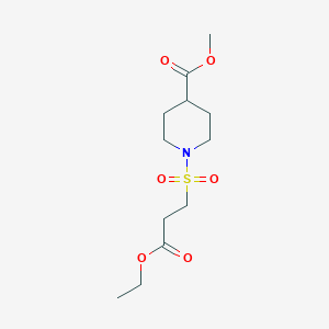 molecular formula C12H21NO6S B7571951 Methyl 1-(3-ethoxy-3-oxopropyl)sulfonylpiperidine-4-carboxylate 