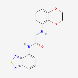 molecular formula C16H14N4O3S B7571972 N-(2,1,3-benzothiadiazol-4-yl)-2-(2,3-dihydro-1,4-benzodioxin-5-ylamino)acetamide 