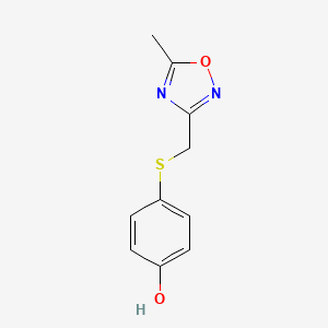molecular formula C10H10N2O2S B7571988 4-[(5-Methyl-1,2,4-oxadiazol-3-yl)methylsulfanyl]phenol 