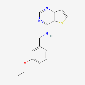 molecular formula C15H15N3OS B7571995 N-[(3-ethoxyphenyl)methyl]thieno[3,2-d]pyrimidin-4-amine 