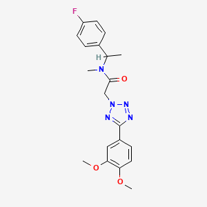 molecular formula C20H22FN5O3 B7572011 2-[5-(3,4-dimethoxyphenyl)tetrazol-2-yl]-N-[1-(4-fluorophenyl)ethyl]-N-methylacetamide 