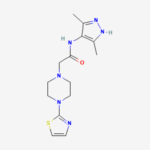 molecular formula C14H20N6OS B7572051 N-(3,5-dimethyl-1H-pyrazol-4-yl)-2-[4-(1,3-thiazol-2-yl)piperazin-1-yl]acetamide 