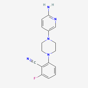 molecular formula C16H16FN5 B7572070 2-[4-(6-Aminopyridin-3-yl)piperazin-1-yl]-6-fluorobenzonitrile 
