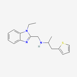 molecular formula C17H21N3S B7572079 N-[(1-ethylbenzimidazol-2-yl)methyl]-1-thiophen-2-ylpropan-2-amine 