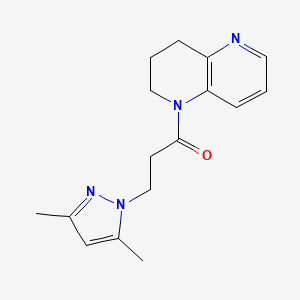 molecular formula C16H20N4O B7572089 1-(3,4-dihydro-2H-1,5-naphthyridin-1-yl)-3-(3,5-dimethylpyrazol-1-yl)propan-1-one 
