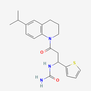 molecular formula C20H25N3O2S B7572104 [3-oxo-3-(6-propan-2-yl-3,4-dihydro-2H-quinolin-1-yl)-1-thiophen-2-ylpropyl]urea 