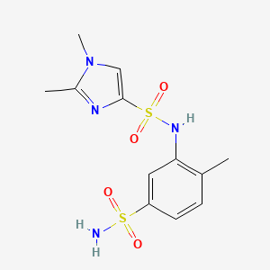 molecular formula C12H16N4O4S2 B7572112 1,2-dimethyl-N-(2-methyl-5-sulfamoylphenyl)imidazole-4-sulfonamide 