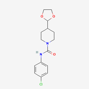 molecular formula C15H19ClN2O3 B7572129 N-(4-chlorophenyl)-4-(1,3-dioxolan-2-yl)piperidine-1-carboxamide 
