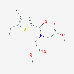molecular formula C14H19NO5S B7572134 Methyl 2-[(5-ethyl-4-methylthiophene-2-carbonyl)-(2-methoxy-2-oxoethyl)amino]acetate 