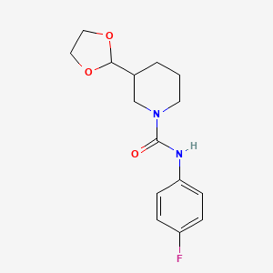 molecular formula C15H19FN2O3 B7572139 3-(1,3-dioxolan-2-yl)-N-(4-fluorophenyl)piperidine-1-carboxamide 