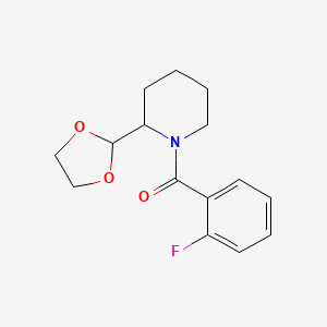molecular formula C15H18FNO3 B7572148 [2-(1,3-Dioxolan-2-yl)piperidin-1-yl]-(2-fluorophenyl)methanone 