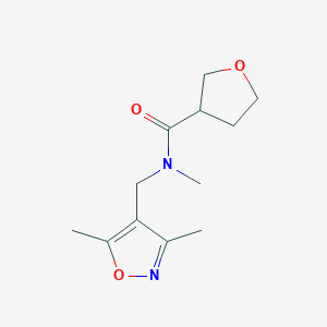 molecular formula C12H18N2O3 B7572211 N-[(3,5-dimethyl-1,2-oxazol-4-yl)methyl]-N-methyloxolane-3-carboxamide 