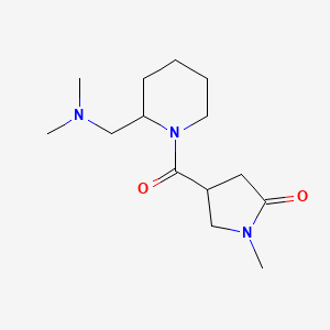 molecular formula C14H25N3O2 B7572237 4-[2-[(Dimethylamino)methyl]piperidine-1-carbonyl]-1-methylpyrrolidin-2-one 