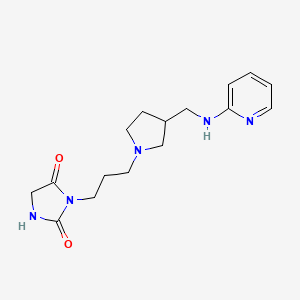 molecular formula C16H23N5O2 B7572245 3-[3-[3-[(Pyridin-2-ylamino)methyl]pyrrolidin-1-yl]propyl]imidazolidine-2,4-dione 