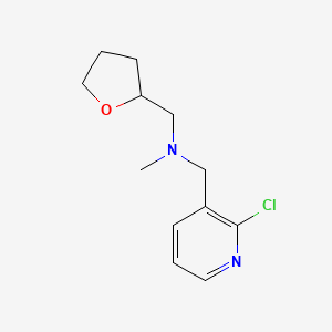 molecular formula C12H17ClN2O B7572282 N-[(2-chloropyridin-3-yl)methyl]-N-methyl-1-(oxolan-2-yl)methanamine 