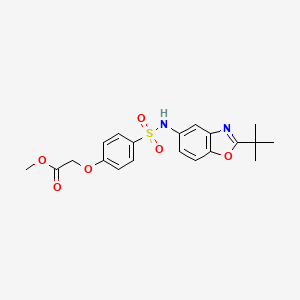 molecular formula C20H22N2O6S B7572321 Methyl 2-[4-[(2-tert-butyl-1,3-benzoxazol-5-yl)sulfamoyl]phenoxy]acetate 