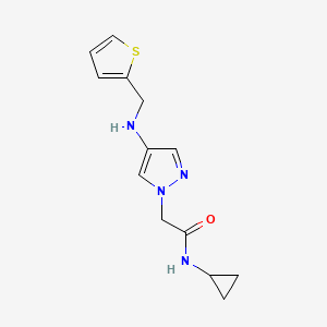molecular formula C13H16N4OS B7572331 N-cyclopropyl-2-[4-(thiophen-2-ylmethylamino)pyrazol-1-yl]acetamide 