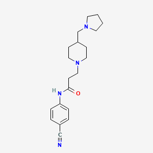 molecular formula C20H28N4O B7572336 N-(4-cyanophenyl)-3-[4-(pyrrolidin-1-ylmethyl)piperidin-1-yl]propanamide 