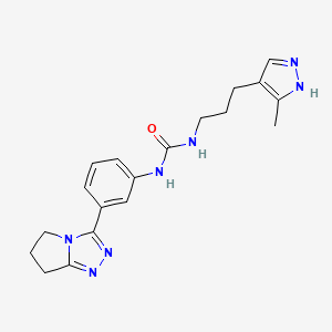 molecular formula C19H23N7O B7572340 1-[3-(6,7-dihydro-5H-pyrrolo[2,1-c][1,2,4]triazol-3-yl)phenyl]-3-[3-(5-methyl-1H-pyrazol-4-yl)propyl]urea 