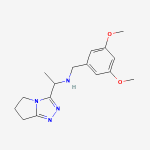 molecular formula C16H22N4O2 B7572373 1-(6,7-dihydro-5H-pyrrolo[2,1-c][1,2,4]triazol-3-yl)-N-[(3,5-dimethoxyphenyl)methyl]ethanamine 