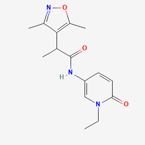 molecular formula C15H19N3O3 B7572382 2-(3,5-dimethyl-1,2-oxazol-4-yl)-N-(1-ethyl-6-oxopyridin-3-yl)propanamide 