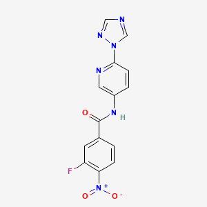 molecular formula C14H9FN6O3 B7572401 3-fluoro-4-nitro-N-[6-(1,2,4-triazol-1-yl)pyridin-3-yl]benzamide 