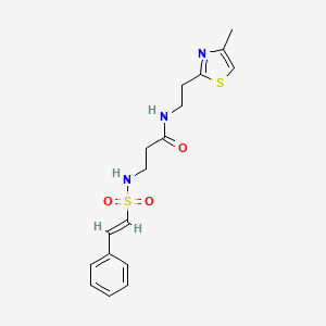 molecular formula C17H21N3O3S2 B7572451 N-[2-(4-methyl-1,3-thiazol-2-yl)ethyl]-3-(2-phenylethenesulfonamido)propanamide 