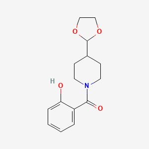 molecular formula C15H19NO4 B7572463 [4-(1,3-Dioxolan-2-yl)piperidin-1-yl]-(2-hydroxyphenyl)methanone 