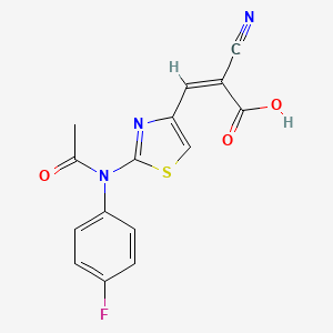 molecular formula C15H10FN3O3S B7572472 (Z)-3-[2-(N-acetyl-4-fluoroanilino)-1,3-thiazol-4-yl]-2-cyanoprop-2-enoic acid 