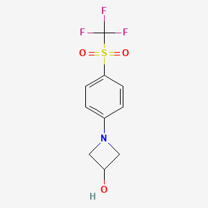 molecular formula C10H10F3NO3S B7572474 1-[4-(Trifluoromethylsulfonyl)phenyl]azetidin-3-ol 