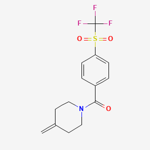 molecular formula C14H14F3NO3S B7572482 (4-Methylidenepiperidin-1-yl)-[4-(trifluoromethylsulfonyl)phenyl]methanone 