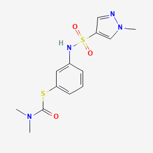 molecular formula C13H16N4O3S2 B7572513 S-[3-[(1-methylpyrazol-4-yl)sulfonylamino]phenyl] N,N-dimethylcarbamothioate 