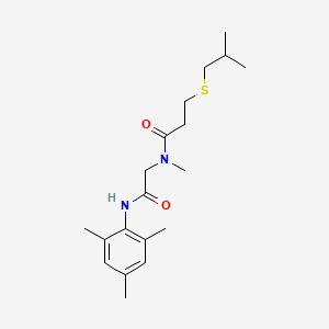 molecular formula C19H30N2O2S B7572531 N-methyl-3-(2-methylpropylsulfanyl)-N-[2-oxo-2-(2,4,6-trimethylanilino)ethyl]propanamide 