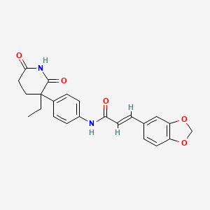 molecular formula C23H22N2O5 B7572553 (E)-3-(1,3-benzodioxol-5-yl)-N-[4-(3-ethyl-2,6-dioxopiperidin-3-yl)phenyl]prop-2-enamide 