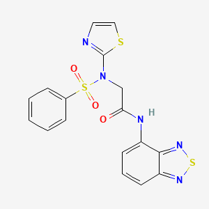 molecular formula C17H13N5O3S3 B7572566 2-[benzenesulfonyl(1,3-thiazol-2-yl)amino]-N-(2,1,3-benzothiadiazol-4-yl)acetamide 