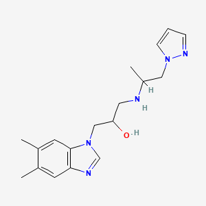 molecular formula C18H25N5O B7572628 1-(5,6-Dimethylbenzimidazol-1-yl)-3-(1-pyrazol-1-ylpropan-2-ylamino)propan-2-ol 