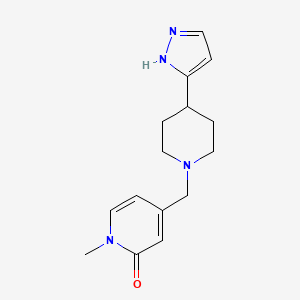 molecular formula C15H20N4O B7572649 1-methyl-4-[[4-(1H-pyrazol-5-yl)piperidin-1-yl]methyl]pyridin-2-one 
