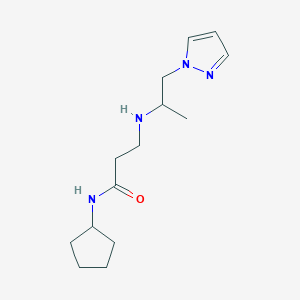 molecular formula C14H24N4O B7572692 N-cyclopentyl-3-(1-pyrazol-1-ylpropan-2-ylamino)propanamide 