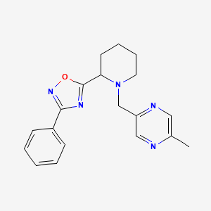 molecular formula C19H21N5O B7572712 5-[1-[(5-Methylpyrazin-2-yl)methyl]piperidin-2-yl]-3-phenyl-1,2,4-oxadiazole 