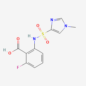 molecular formula C11H10FN3O4S B7572726 2-Fluoro-6-[(1-methylimidazol-4-yl)sulfonylamino]benzoic acid 