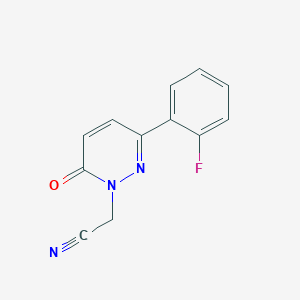 molecular formula C12H8FN3O B7572757 2-[3-(2-Fluorophenyl)-6-oxopyridazin-1-yl]acetonitrile 