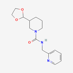 molecular formula C15H21N3O3 B7572770 3-(1,3-dioxolan-2-yl)-N-(pyridin-2-ylmethyl)piperidine-1-carboxamide 